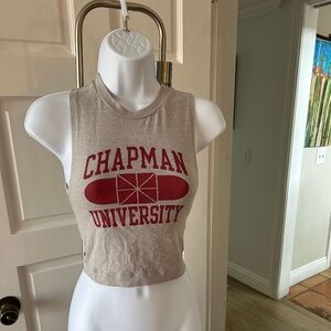 Champion Tan Gray Chapman University Size XS Sleeveless Cropped Tee-shirt